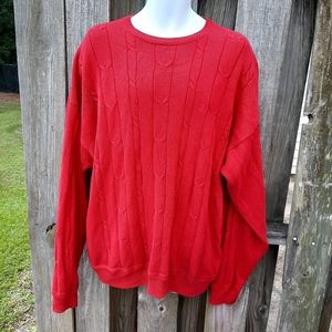 Nautica Men's Large Red Sweater 100% Cotton Cable Knit Pullover Size XXL office